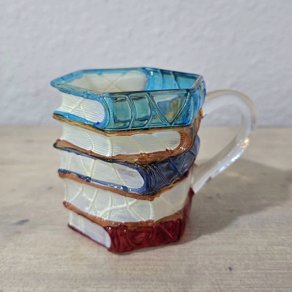 Vintage Multicolor Art Glass Mug Sculpted Coffee Cup